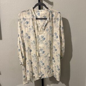 Denim & Supply Ralph Lauren Cream and Blue Floral Tunic
